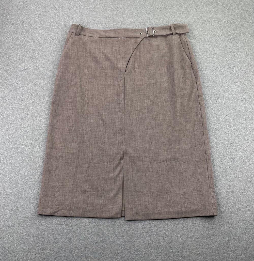 Halogen Skirt Womens XL Beige Tan Buckled Slit Midi Pencil Office Career Classic